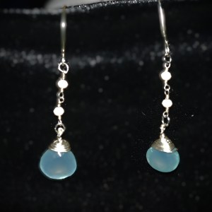 Sky Blue Topaz Briolette with Rose Quartz and Silver