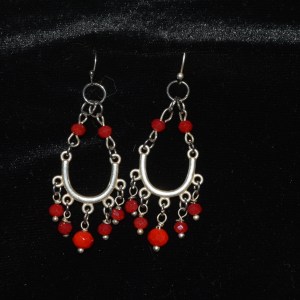 Bohemian Style Cherry Red Chandelier Earrings