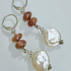 Coin Pearls with Chocolate Moonstone Beads
