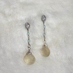 Citrine briolette with chalcedony accents