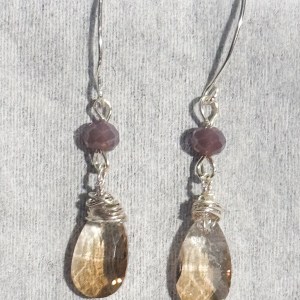Smoky Quartz Briolette Gemstone Dangle Earrings