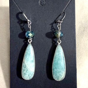 Green Chalcedony & Crystal Dangle Earrings