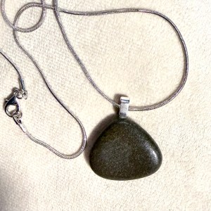 Basalt Pendant Necklace with Silver Chain