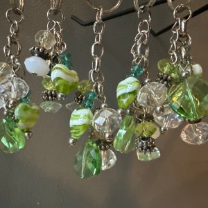 Chunky Green Glass Bead Key Chain