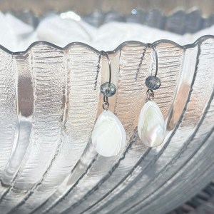 Mother of Pearl with Clear Crystals & Silver Earrings