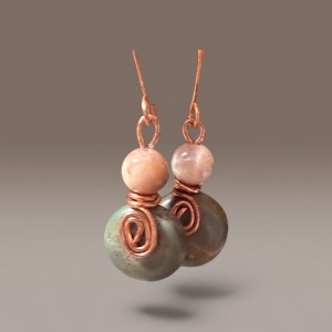 Green Jasper & Peach Moonstone in Copper