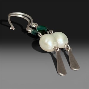 Stunning Baroque Pearls, Emerald Crystals with Sterling Silver