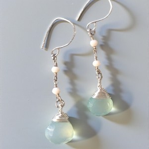 Aqua Chalcedony & Moonstone Dangles